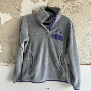 Patagonia Re-Tool Snap T Fleece Pullover Polartec Womens S Gray Purple Outdoors